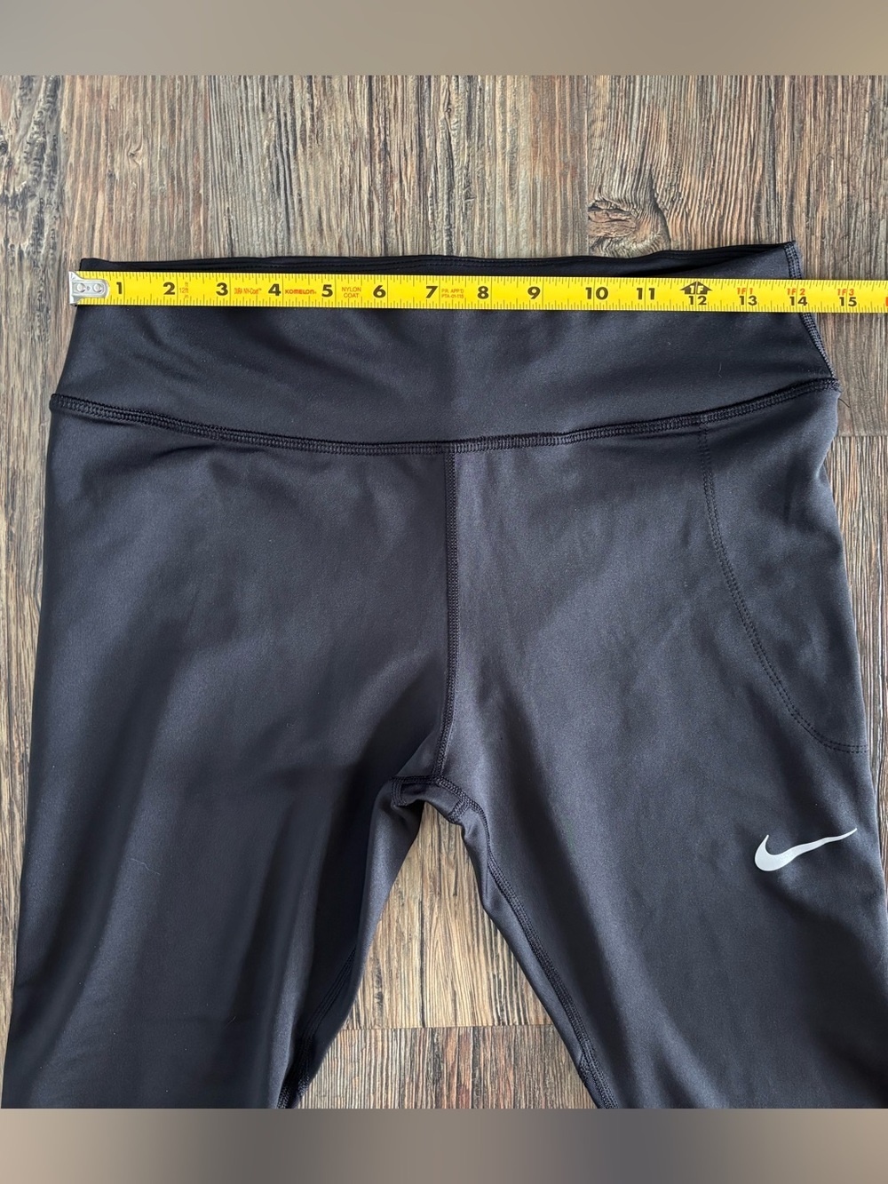 Nike Dri-Fit Cropped Leggings Capris Womens L Black Mesh Calve Panel Running - Picture 7 of 9